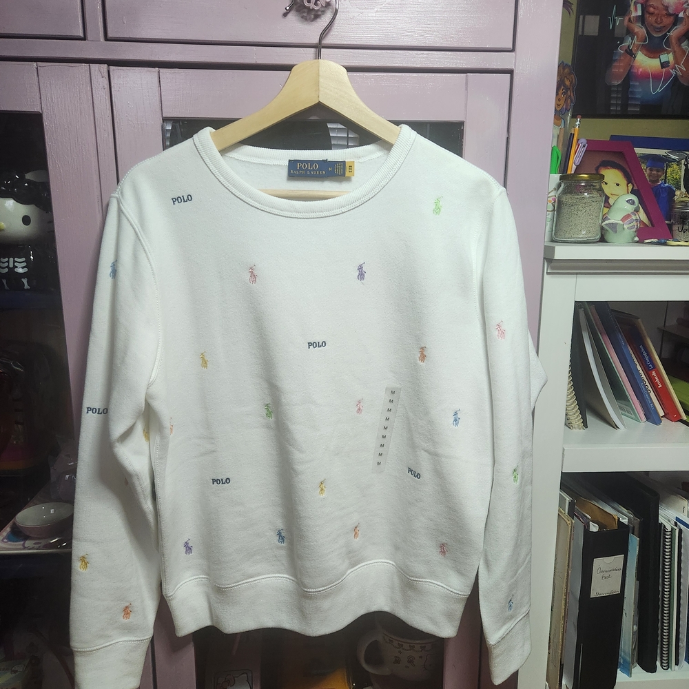 Polo by Ralph Lauren Women's Multicolor Logo White Sweater